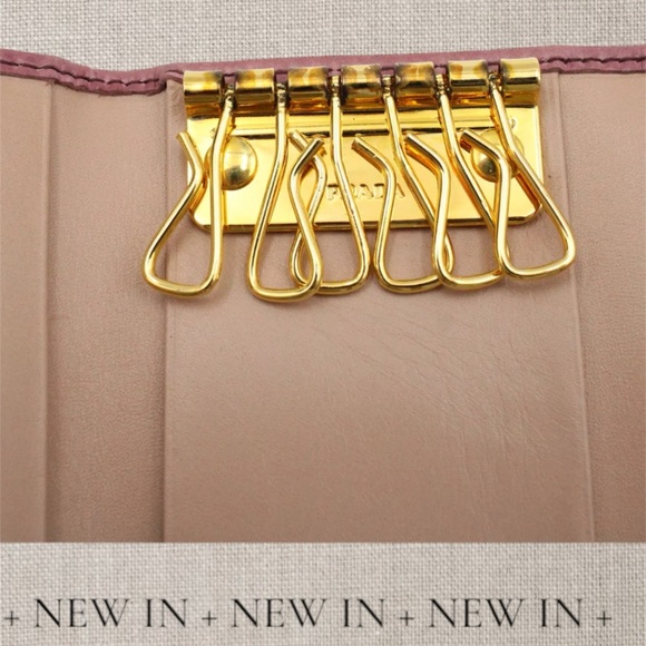 Prada Leather Key Holder Wallet with Bow Detail in Pink - Picture 8 of 12